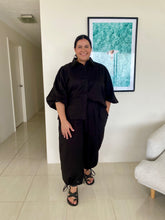 Load image into Gallery viewer, Maddy Blouse Black Cotton Flex