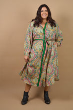 Load image into Gallery viewer, Tas Paisley Print Shirt Dress Green