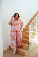 Load image into Gallery viewer, Demetra Palazzo Pant Pink Sunset Fan Print