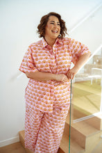 Load image into Gallery viewer, Athana Blouse Pink Sunset Fan Print