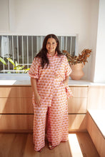 Load image into Gallery viewer, Athana Blouse Pink Sunset Fan Print