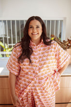 Load image into Gallery viewer, Athana Blouse Pink Sunset Fan Print