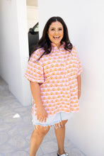 Load image into Gallery viewer, Athana Blouse Pink Sunset Fan Print