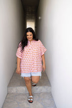 Load image into Gallery viewer, Athana Blouse Pink Sunset Fan Print