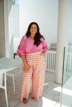 Load image into Gallery viewer, Demetra Palazzo Pant Pink Sunset Fan Print