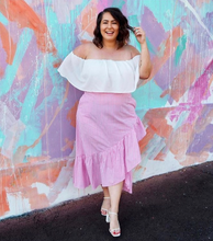 Load image into Gallery viewer, Annie Pink gingham faux wrap skirt.