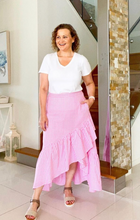 Load image into Gallery viewer, Annie Pink gingham faux wrap skirt.
