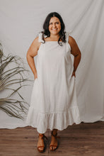 Load image into Gallery viewer, Macy tie up midi dress white broderie anglaise
