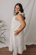 Load image into Gallery viewer, Macy tie up midi dress white broderie anglaise