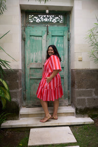 Kelly Dress Pink and Red Stripe