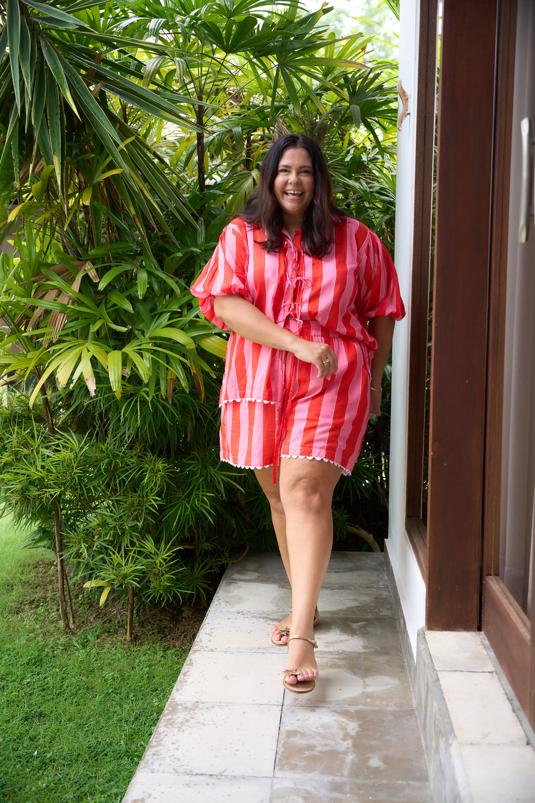 Adri Blouse Pink and Red Stripe