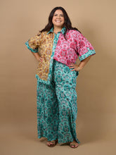 Load image into Gallery viewer, Demetra Palazzo Pant Green Turquoise Print
