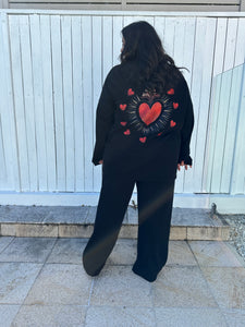 Mimi L/S Tee Black Red Heart