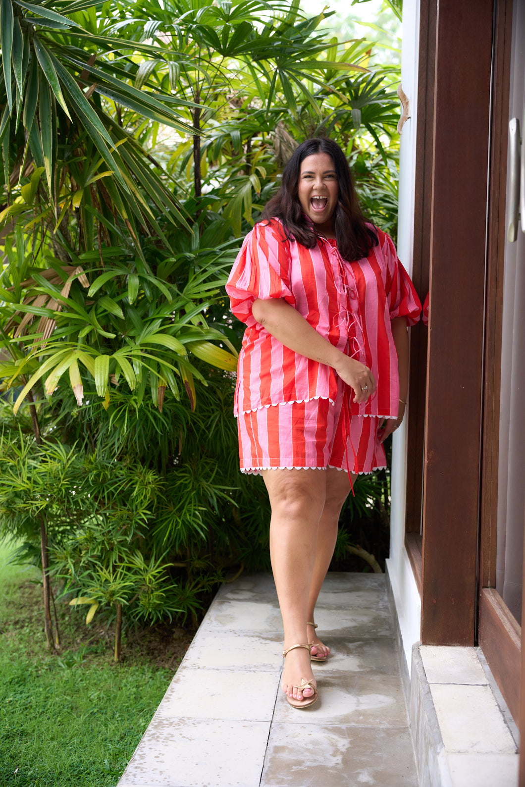 Jessie  Shorts Pink and Red Stripe