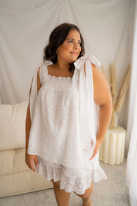 Evelyn Tie Up Cami White Broderie