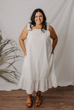 Load image into Gallery viewer, Macy tie up midi dress white broderie anglaise
